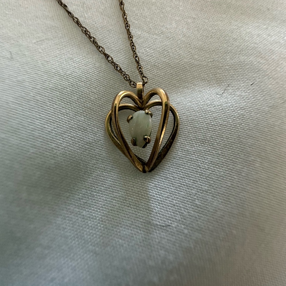 Vintage Princess Pride Creations 14k gold filled heart pendant with opal stone